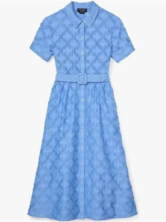 kate spade Dresses & Skirts - Kate Spade Light Blue Short-Sleeve Belted Midi Shirt Dress